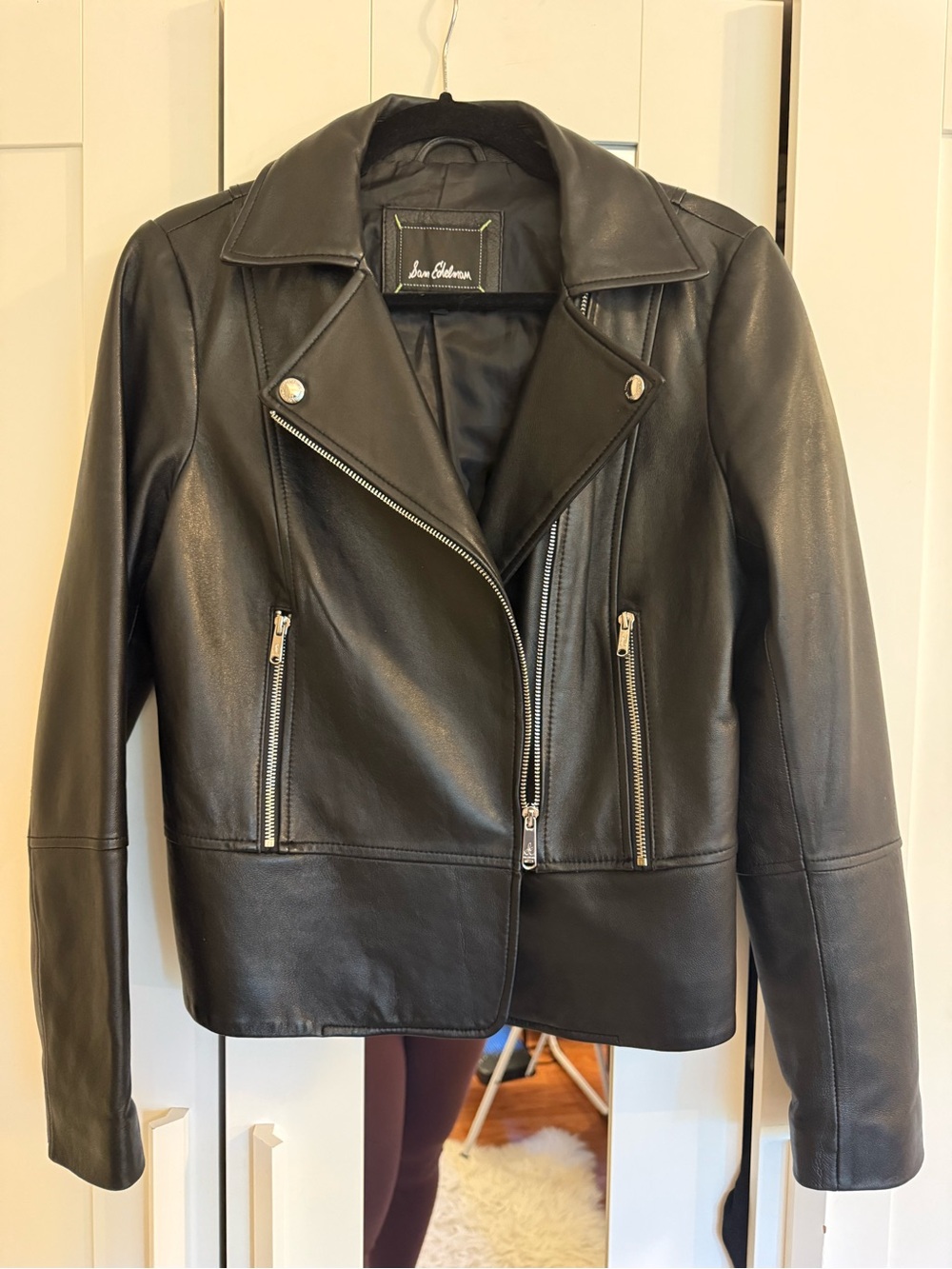 Sam Edelman Black Leather Asymmetrical Moto Jacket